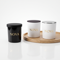 Pot à bougie en verre à fond épais 8oz 10oz 14oz avec couvercle et boîte cadeau, logo personnalisé, luxe, vide, vente en gros