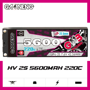 Batería LiPo RC GNB GAONENG 5600MAH 2S HV 7.6V 220C LCG Stick Pack 5.0mm Bullet Hard Case para Coche RC Escala 1:10 1:12 Sin Escobillas - Product Image 2