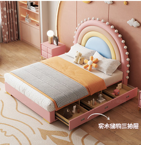 <span class=keywords><strong>Pont</strong></span> arc-en-ciel <span class=keywords><strong>lit</strong></span> <span class=keywords><strong>pour</strong></span> enfants fille princesse <span class=keywords><strong>lit</strong></span> superposé bois confortable chambre salon - Product Image 4