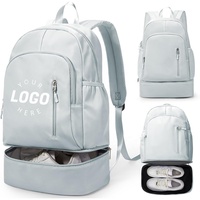 Sac à dos de sport personnalisé en maille pour femmes et hommes, léger, en polyester, avec compartiment à chaussures, compartiment pour ordinateur, imperméable, pour le fitness et les articles mouillés