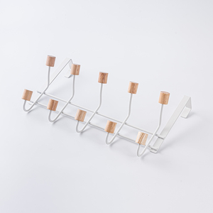 Iron <b>Over</b> <b>Door</b> Coat <b>Hook</b> Rack With Wooden Pegs Multifunctional Hanging Organizer For Home Entryway - Product Image 1