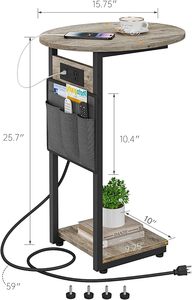 C a forma di tavolo con stazione di ricarica piccolo per divano vassoio <span class=keywords><strong>TV</strong></span> scivolo sotto divano tavolo con struttura in metallo per soggiorno camera da letto - Product Image 3