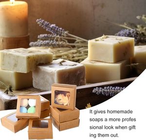 Boîtes d'emballage pour savon avec fenêtre, mini-boîtes cadeaux en papier rectangulaires pour savon <span class=keywords><strong>fait</strong></span> <span class=keywords><strong>maison</strong></span>, biscuits et bonbons - Product Image 4
