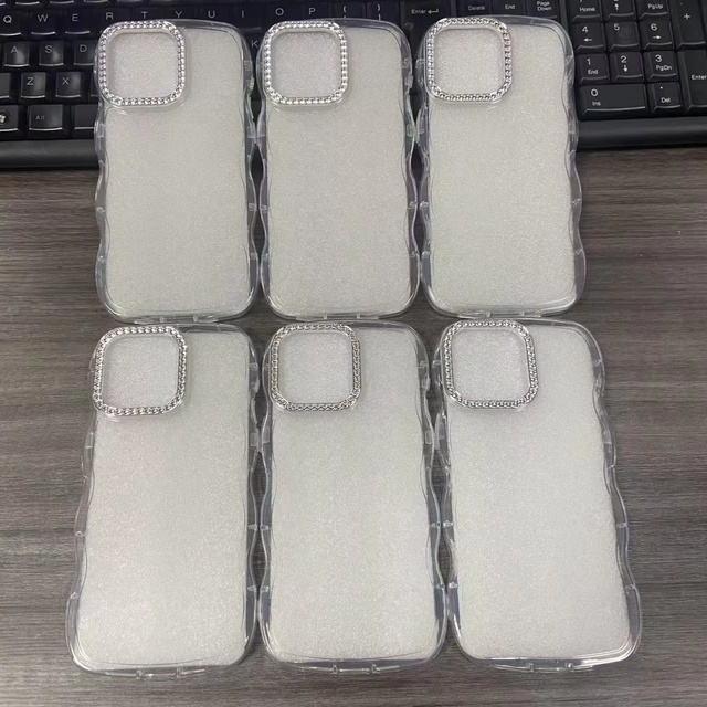 For iPhone 17 16 15 14 13 12 12 11 Clear Wave Phone Case for Samsung A57 A37 A27 A17 TPU Diamond Shaped Lens Design Phone Cover