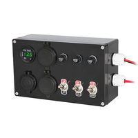 Boîtier de distribution d'alimentation pour camping, mini 12V 24V, en ABS, 2 ports USB + 2 ports Type C, 3 interrupteurs à bascule, affichage de la tension, Nouveau