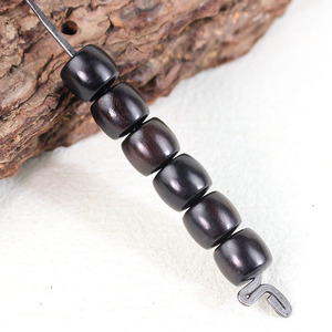 Cuentas de madera de sándalo negro de 7x8 mm con vetas de madera, cuentas sueltas para hacer pulseras - Product Image 3