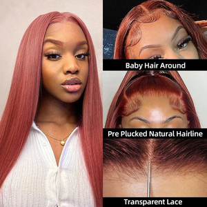 #<span class=keywords><strong>33</strong></span> Màu Đỏ Nâu Màu Thẳng Ren Phía Trước Tóc Giả Nâu Nâu Tóc Giả Tóc Con Người 13X4 Trong Suốt Ren Phía Trước Tóc Giả Cho Phụ Nữ - Product Image 6