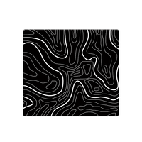 Tapis de souris en verre trempé personnalisé, antidérapant, anti-rayures, pour jeux vidéo, noir, topographique, durable, surface lisse, Esport Stock