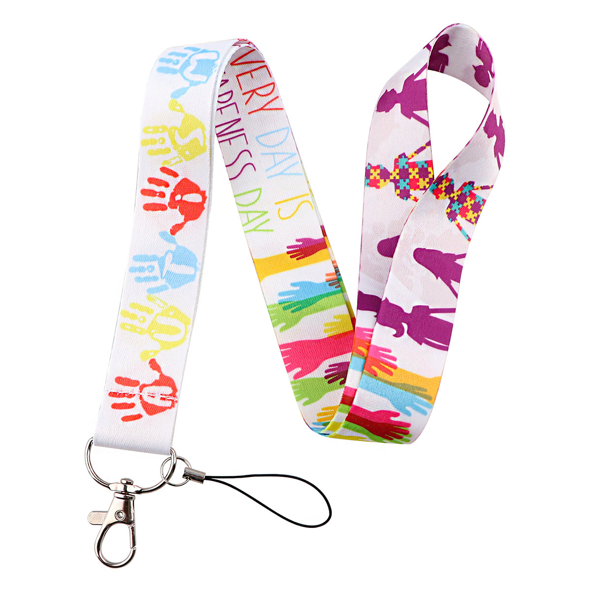 Fashion Caring for Autism Mobile Phone Hanging Stain Lanyards Custom Portable Anti-Lost ID Card Holder Neck Lanyard Accessories Image 5