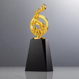 HBL Einzigartige Gold Silber Kupfer Glockenförmige Fünfzackige Stern-Glasauszeichnung Geschäftstrophäe mit Schwarzem Sockel - Product Image 6