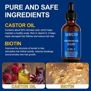 Aceite de ricino profundamente nutritivo para crecimiento rápido del cabello, aceite de ricino Natural orgánico para el cuidado de la barba, reparación de <span class=keywords><strong>pestañas</strong></span>, suero de aceite para el crecimiento del cabello para hombres y mujeres - Product Image 4