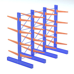 מערכת מדפים קנטילבר מפלדה Q235 לעומסים כבדים לאחסון צינורות ארוכים ועץ במחסנים תעשייתיים - Product Image 1