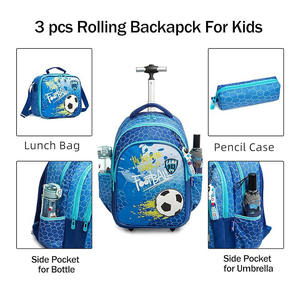 Vente en gros <span class=keywords><strong>Cartable</strong></span> football dessin animé 3 en 1 <span class=keywords><strong>Cartable</strong></span> Sac <span class=keywords><strong>à</strong></span> dos <span class=keywords><strong>à</strong></span> roulettes pour étudiants Sac d'école chariot pour enfants avec sac <span class=keywords><strong>à</strong></span> lunch pour garçons - Product Image 5