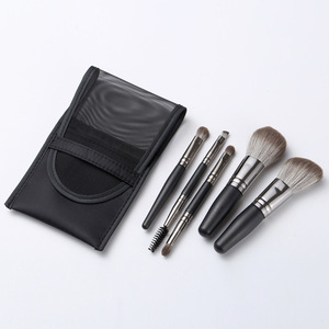 5 Piece <b>Mini</b> Face Makeup Brush Set Synthetic Hair Wood Handle Aluminum Ferrule Custom Logo Packaging Travel Cosmetic Brushes - Product Image 4