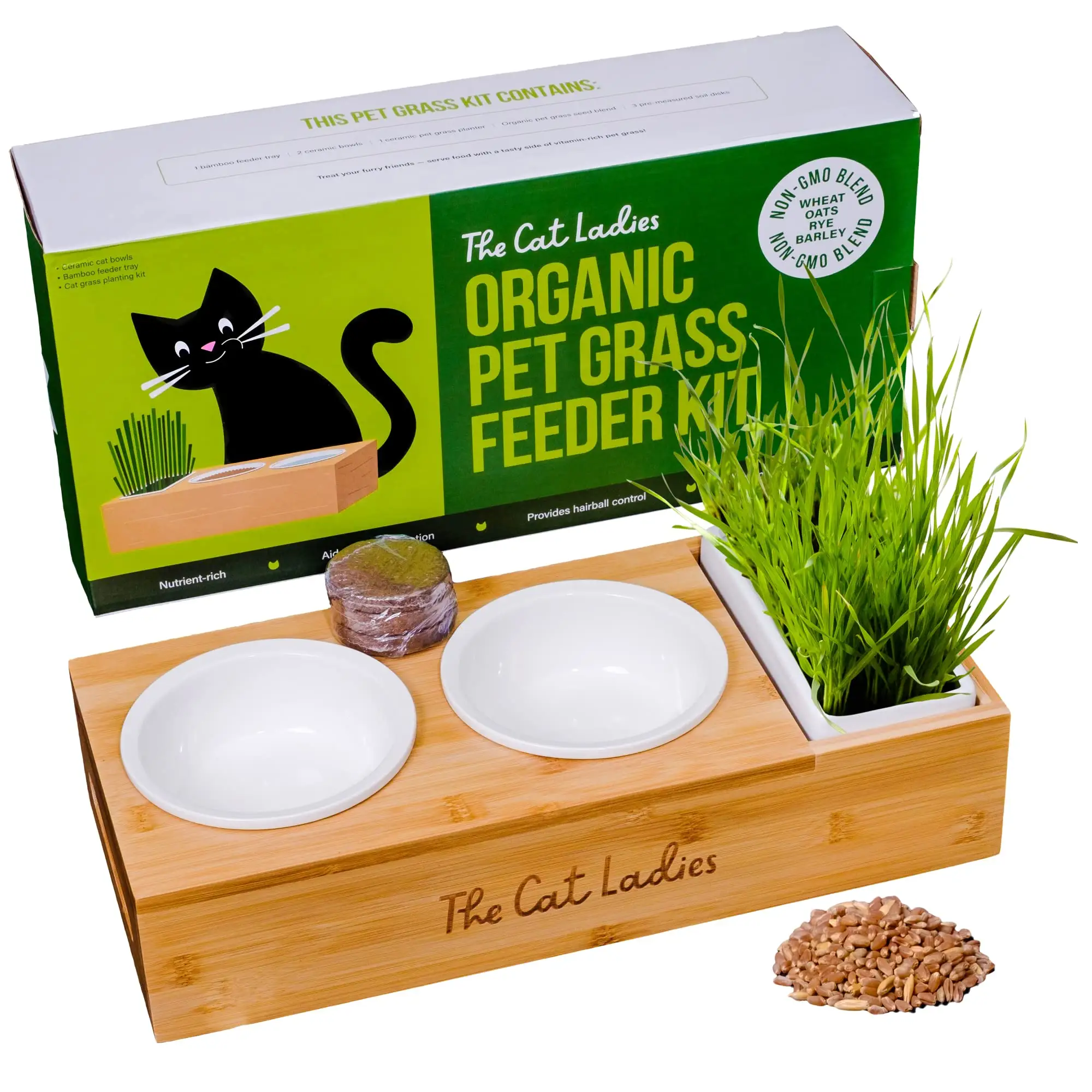 Produk berkebun hewan peliharaan kucing anjing rumput tumbuh kit dalam ruangan berkebun kit chia kucing rumput penanam