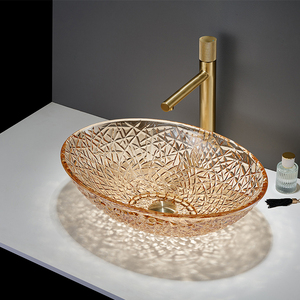 Lavabo da Appoggio in Vetro Temperato Colorato di Alta Qualità, Lavandino Artistico Ovale Blu e Verde per <span class=keywords><strong>Bagno</strong></span> - Product Image 5