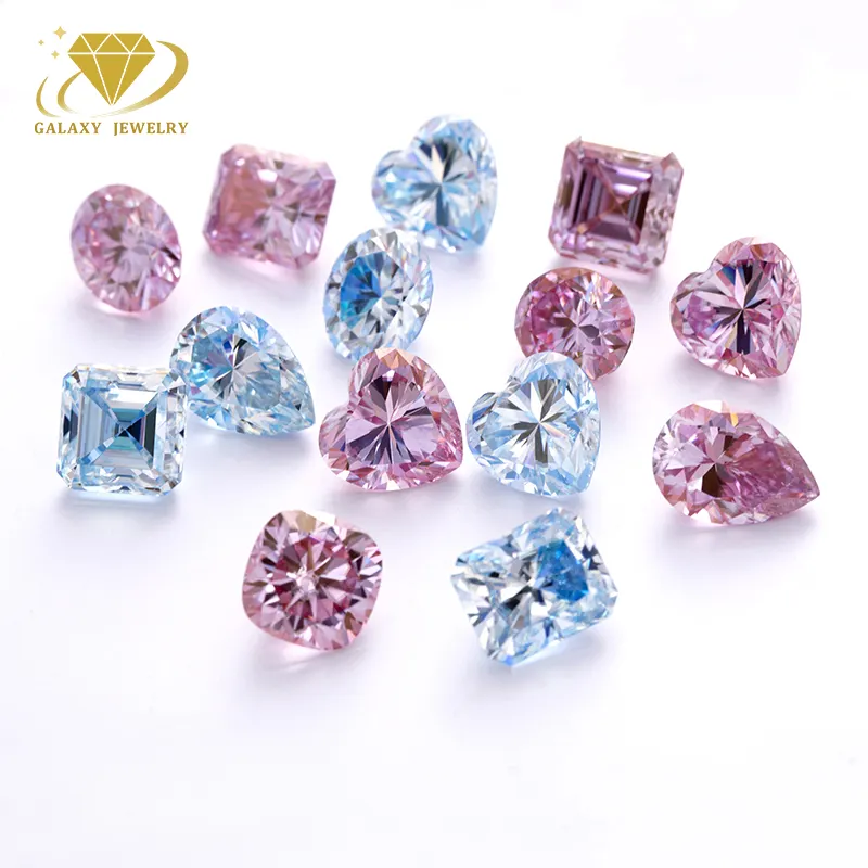 Wholesale Romance Color Loose Moissanite Stones Fancy Cut Gemstones 1CT 2CT 3CT Loose Sakura Pink and Aquamarine Price Per Carat