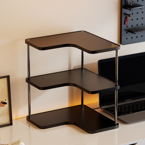 <b>Desktop</b> multi-layer storage rack, small and simple <b>desktop</b> bookshelf/display rack, solid wood corner organizer. - Product Image 3