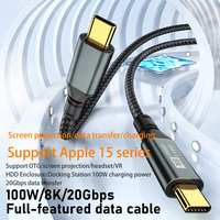 Cable USB C a C Multifunción, Carga Rápida de 100W, Transferencia de Datos de 20Gbps, Proyección de Pantalla 8K para Estación de Acoplamiento OTG VR