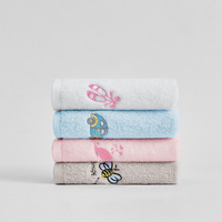 Serviette de toilette en coton doux et absorbant pour enfants, broderie de dessins animés multicolores, pour le lavage quotidien des bébés dans la salle de bain