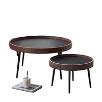 Table basse en noyer de conception de luxe mobile Ins noir simple nordique pour petit appartement Table centrale salon