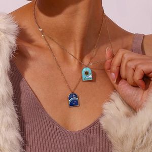 Doğrudan satış 18K altın kaplama paslanmaz çelik <span class=keywords><strong>Tarot</strong></span> kartı kolye zirkon renkli emaye sevgililer günü hediye seti - Product Image 3