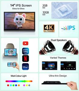 Radio Android 4K HD de 14 Pulgadas con Pantalla IPS, BT 5.0, MirrorLink Inalámbrico, Transmisor <span class=keywords><strong>FM</strong></span>, Salida de Video, Monitor de Reposacabezas para el Asiento Trasero del Automóvil - Product Image 2