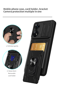 Funda con Ranura para Tarjetas para <span class=keywords><strong>OPPO</strong></span> <span class=keywords><strong>Reno</strong></span> 8T 4G/5G, Multifuncional, Protección con Ventana Deslizante, Anillo Metálico, Soporte Magnético - Product Image 5
