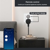 Prise intelligente WiFi double prise EU 16A avec moniteur de puissance, télécommande sans fil et minuterie
