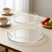Support de présentation de bijoux de luxe personnalisé, support de plateau de buffet pour nourriture et café, plateau de service rond en acrylique transparent avec poignées
