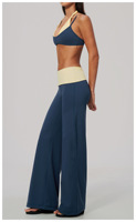Nouvel ensemble de yoga Sage, design color-block effet deux pièces, taille haute élastique, col en V, contrôle du ventre, séchage rapide pour la course et l'entraînement