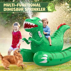 Flotador Inflable de Dinosaurio de 72 Pulgadas con Aspersor 2 en 1, Juguete Acuático Grande para Niños y Adultos, para Jardín - Product Image 4