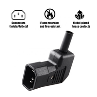 Adaptateur de prise LANZMFG LZ-14-T1R 10A 250V IEC 320 C14 mâle vers C13 femelle en nylon pour PDU/UPS, angle droit 90 degrés vers le haut/bas