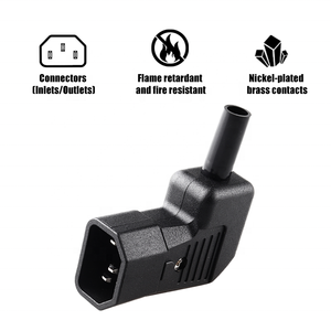 Adaptador LANZMFG LZ-14-T1R 10A 250V IEC 320 C14 Macho a C13 Hembra de Nylon para PDU/UPS, Enchufe con Ángulo Recto de 90 Grados Arriba/Abajo - Product Image 2