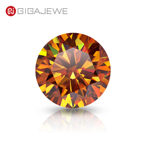 Diamante sintético de piedras preciosas sueltas de moissanita VVS1 de corte redondo de color naranja brillante de brasas naturales de 9mm 3.0ct con certificado - Product Image 1