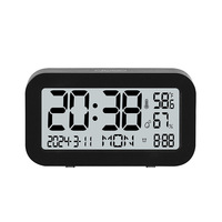 Jam Alarm LCD Multifungsi Jam Tangan Pelajar Persegi Bertenaga Baterai Sederhana Sentuh Layar Fase Bulan Bercahaya Jam 24 Jam