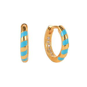 ROXI Pendientes de Aro Coloridos de Plata 925 Bañados en Oro de 18K con Esmalte y Circonita Cúbica, Tipo Huggie - Product Image 2