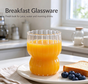 <span class=keywords><strong>Gobelet</strong></span> à boire en verre à rayures verticales mignonnes avec logo personnalisé, vente en gros, <span class=keywords><strong>gobelet</strong></span> à café, à lait, pour le petit-déjeuner, pour la maison et le café - Product Image 2