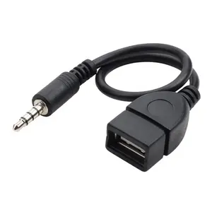 3.5mm (1/8 אינץ) AUX אודיו תקע זכר USB 2.0 נקבה OTG מתאם ממיר כבל עבור השמעת מוסיקה