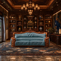 Ensemble de canapés en bois massif de style royal européen, meubles de salon sculptés à la main de haute qualité pour villa et manoir