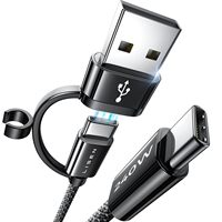 Cable de Carga Rápida LISEN de 240 W, 2 en 1, Adaptador de Cable USB A a USB C, Cable Tipo C para MacBook Air Pro, iPhone 17, 16, 15, Laptop, PC