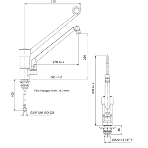 เครื่องผสมอาหารไฟฟ้า gassinari 3051 tassinari คันโยกทางคลินิก30ซม. พวยยาวและชามยกไข่ออกแบบชาม - Product Image 3