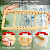 Organisateur de casseroles et de poêles pour sous l'armoire, organisateur de couvercles de casseroles en bambou pour armoire avec fermeture magnétique, séparateurs réglables