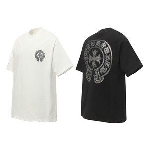 Camiseta de Manga Corta CH Croma de Algodón, Exclusiva para Comercio Exterior, Venta al Por Mayor, Lisa, Sin Arrugas, Casual, Blanca, para <span class=keywords><strong>Hombre</strong></span> y Mujer - Product Image 4