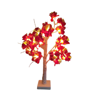 Décoration d'intérieur, lampe en forme de bouleau blanc, fleurs, couleurs violettes, roses, blanches, fonctionne avec des piles AA, décoration de table, lampe de nuit LED - Product Image 3