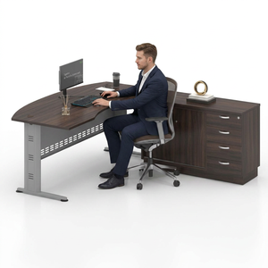 Modern L-shaped Executive <b>Desk</b> Storage <b>Cabinet</b> 6 Feet Melamine Laminated Office Furniture Contemporary Design Freestanding - Product Image 1