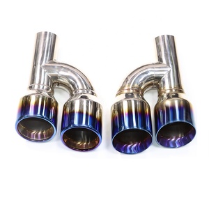 Pour Audi A5 A6 A7 et modèles supérieurs S5 <span class=keywords><strong>S6</strong></span> S7, embout d'échappement quadruple bleu brûlé, embout de silencieux en acier inoxydable 304, style <span class=keywords><strong>R</strong></span>/H, universel - Product Image 4