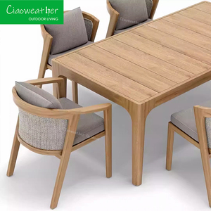 أثاث من خشب الساج عالي الجودة بتصميم خشبي مع وسائد مقاومة للماء، كرسي طعام خشبي للحدائق، أثاث خارجي من خشب الساج - Product Image 4