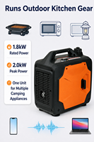 Générateur Inverter Portable 1.8kW 2.0kW 230V 50Hz à Onde Sinusoïdale Pure, Silencieux, Alimenté à l'Essence pour Camping, VR, Maison et Alimentation de Secours