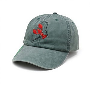 Casquette de baseball personnalisée OEM en coton, style <span class=keywords><strong>vintage</strong></span> délavé, avec broderie homard et contour de l'État du Maine, pour hommes et femmes - Product Image 1